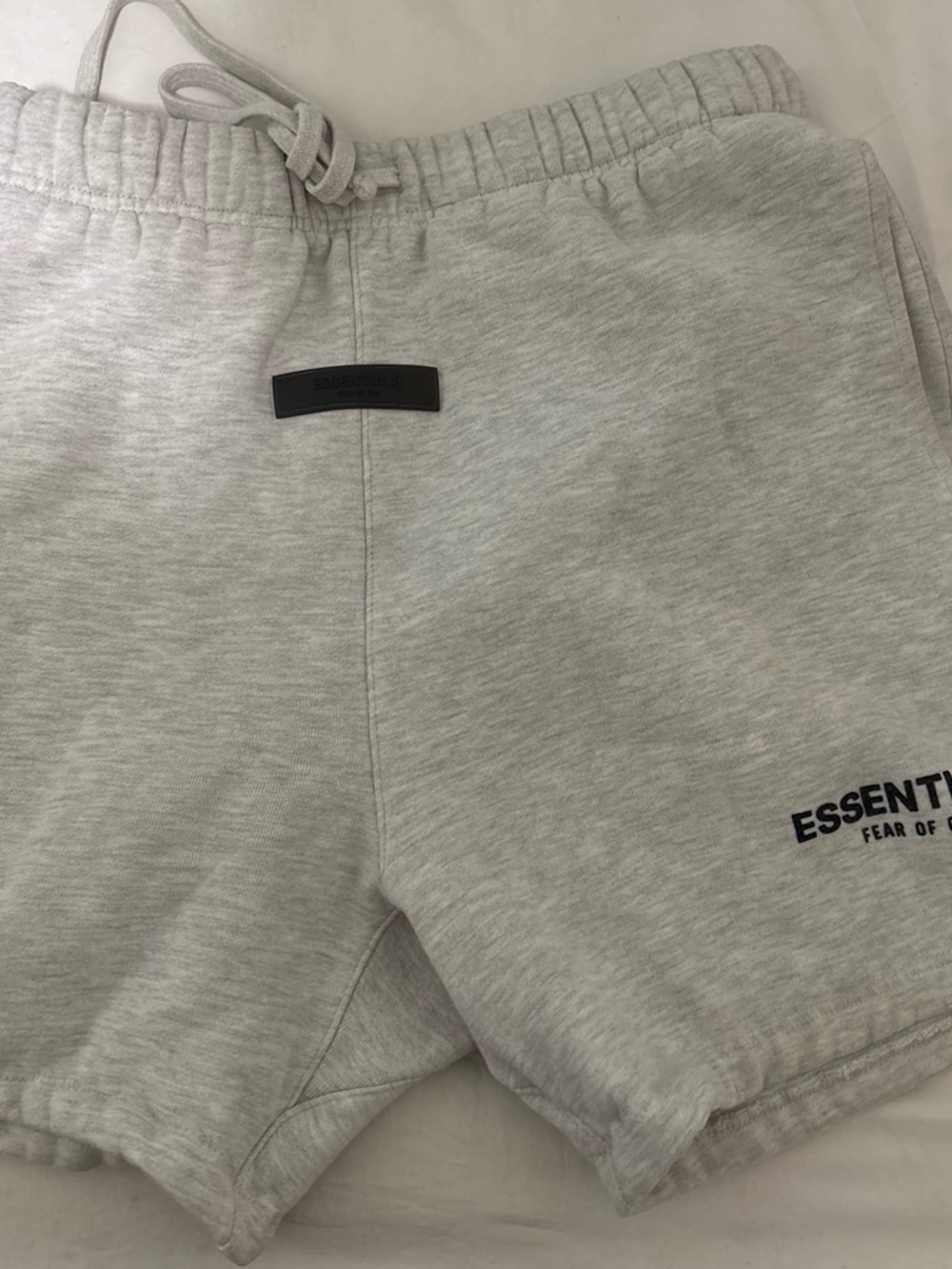ESSENTIALS Light Grey Athletic Cotton-Blend Men's Shorts